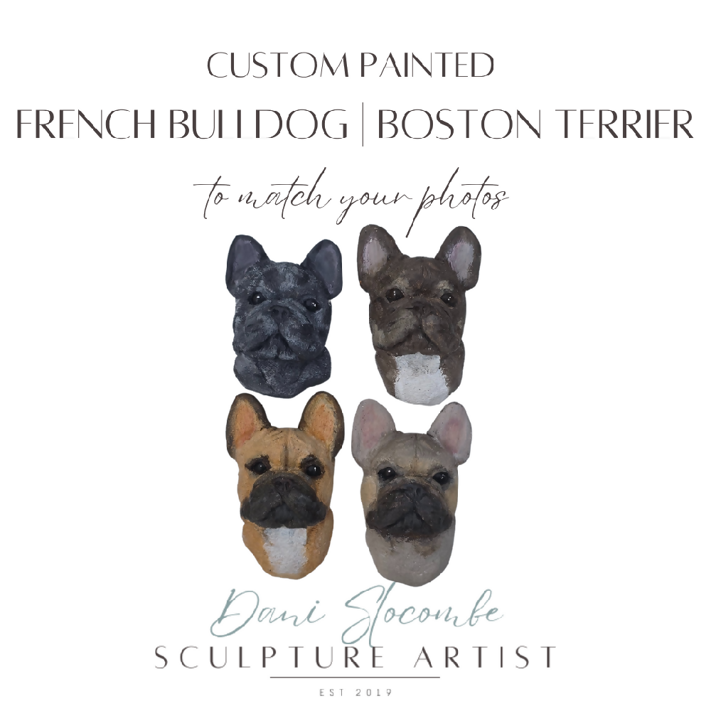 Custom Painted French Bulldog / Boston Terrier Sculpture