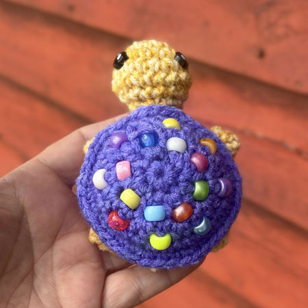 Turtle Beaded Fidget Crochet Toy Purple Brown