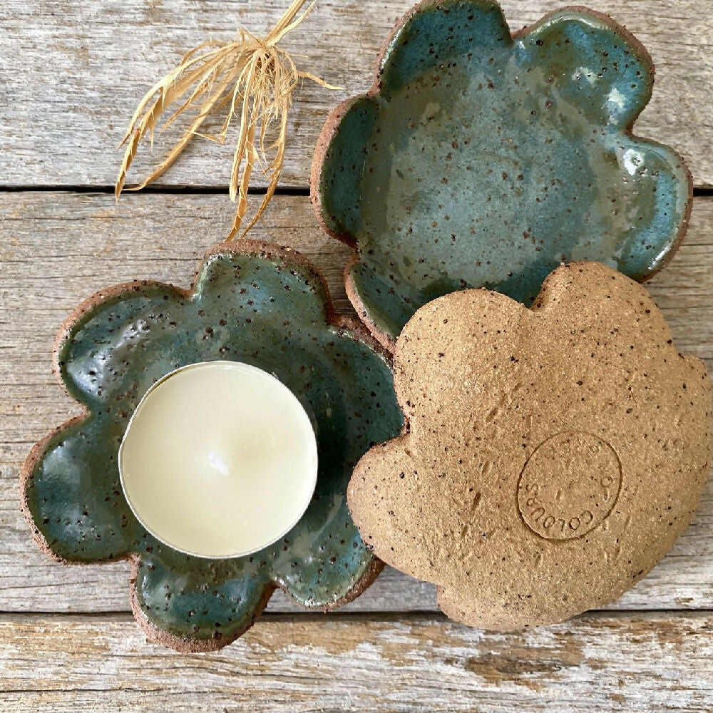 Tealight Flower Teal 2