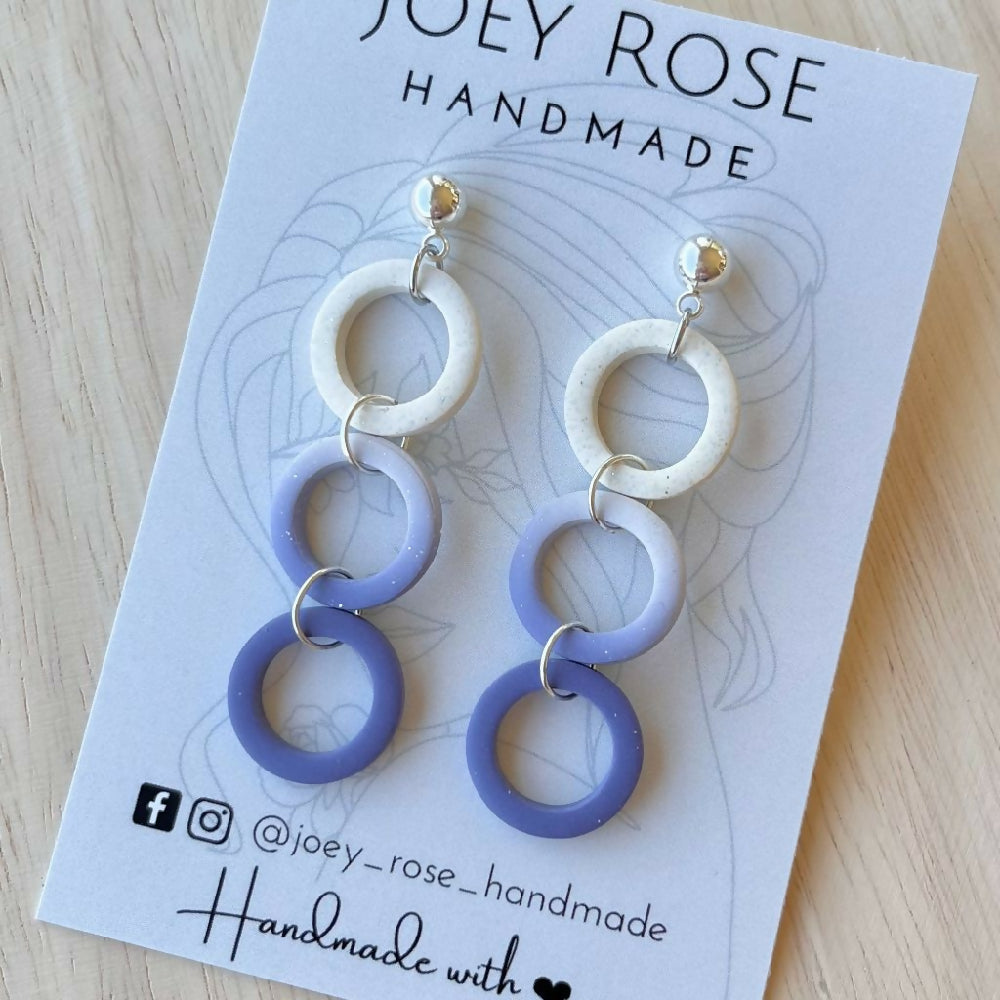 Bronwyn Earring Polymer Clay Earrings Purple Cream 1