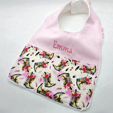 Bib for Baby Personalised Newborn Gift Cowgirl Print
