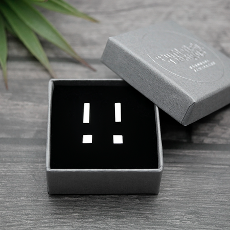 Gift Set - Silver Square Studs and Silver Bar Studs - Sterling Silver