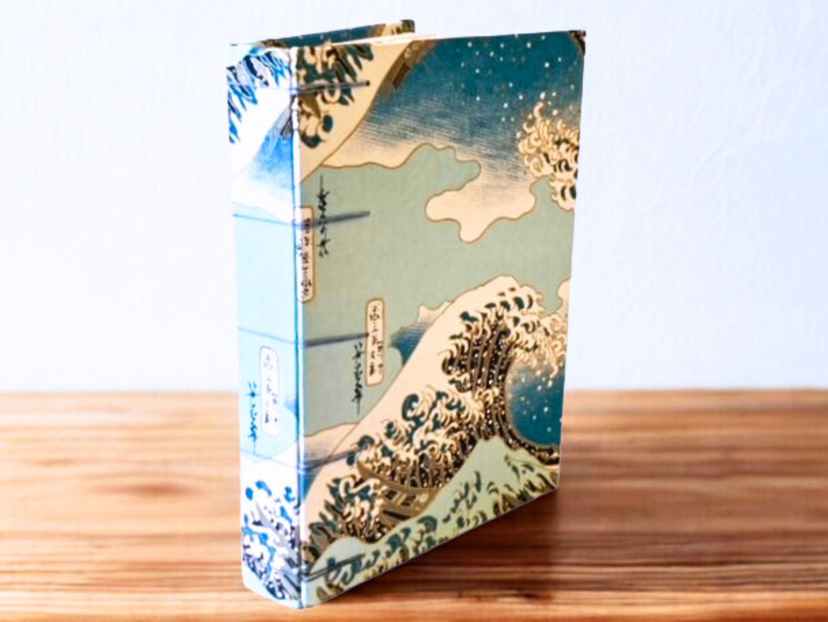 Handmade Hard Cover Journal, Japanese Wave Cover