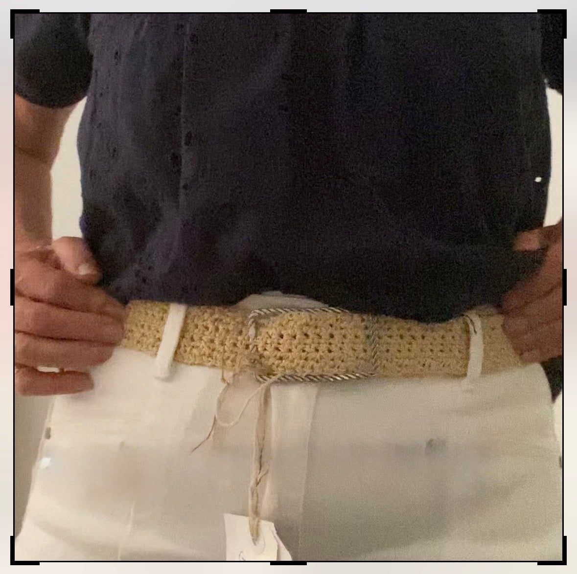 Crochet Bamboo Cord Belt (Vintage Twist Silver Buckle)