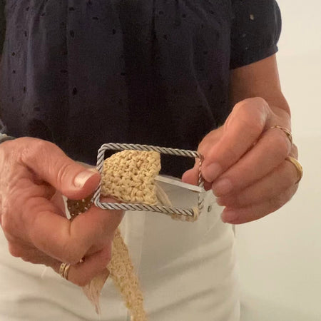 Crochet Bamboo Cord Belt (Vintage Twist Silver Buckle)