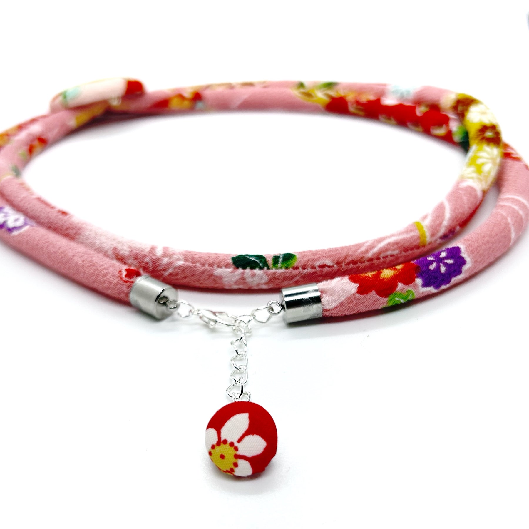 Kimono Cord Necklace - Pink Ume Blossom