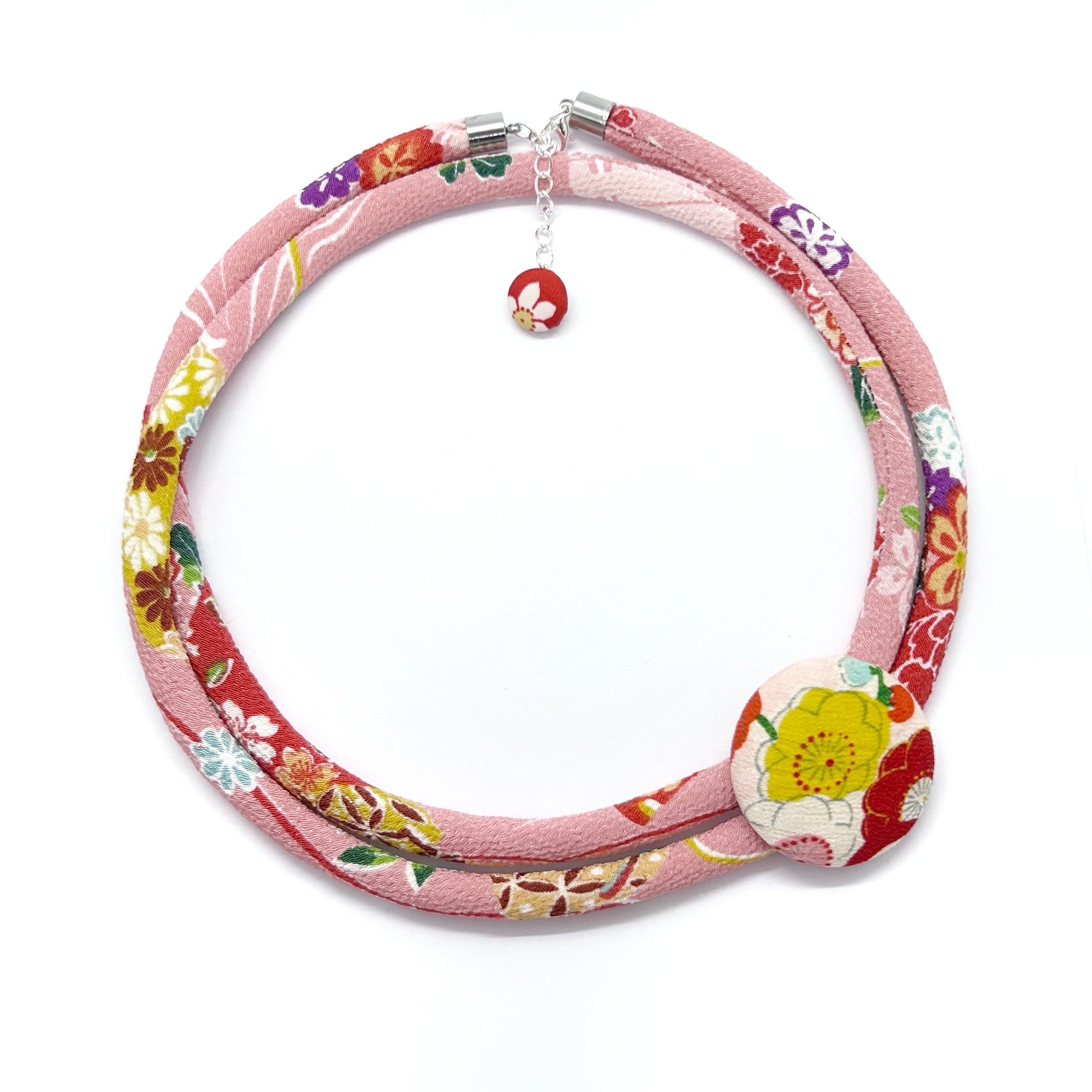 Kimono Cord Necklace - Pink Ume Blossom