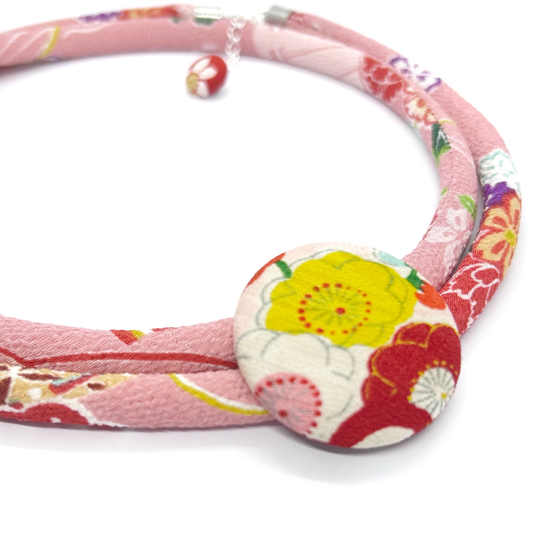 Kimono Cord Necklace - Pink Ume Blossom