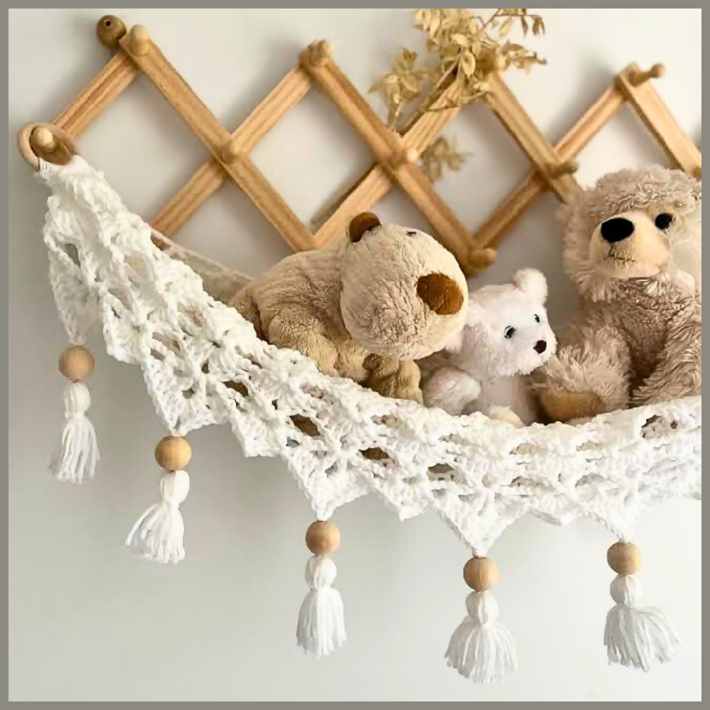 White Toy Hammock, Wall Hanging Decor, Nursery Decor, Kids Room Hanging