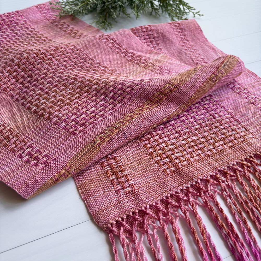 Light-pink-tencel-scarf-close-up-flat-folded-handwoven-entangled-happiness-handwovens