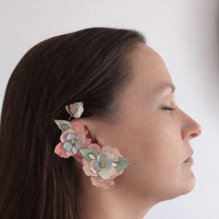 Made to Order Floral Ear Cuff – Bridal Statement Earrings Wearable Art