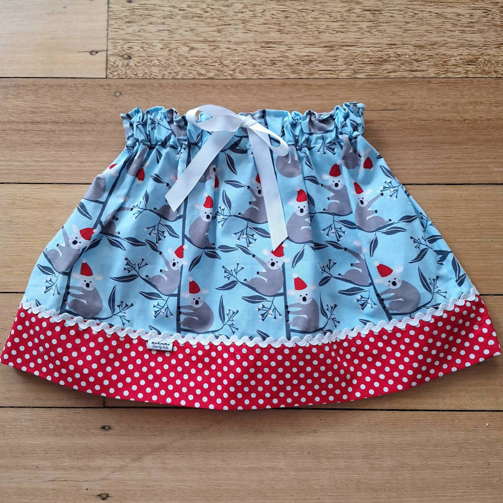 Girls Size 2 Christmas Skirt | Koala Print