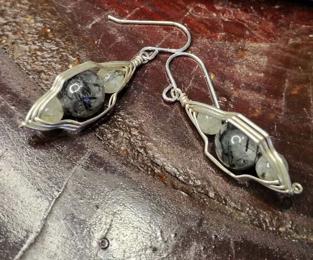 Tourmalinated Quartz Sterling Silver Earrings