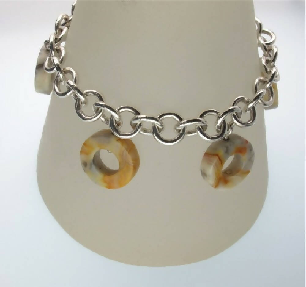 Banded agate and sterling silver bracelet 5