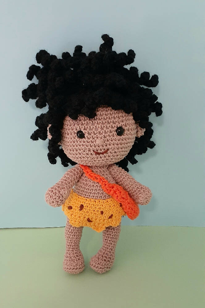 Dave the caveboy, crocheted doll