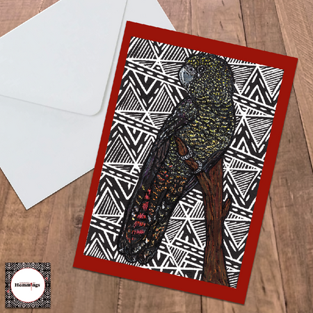Red-Tailed Black Cockatoo Greeting Card + Envelope