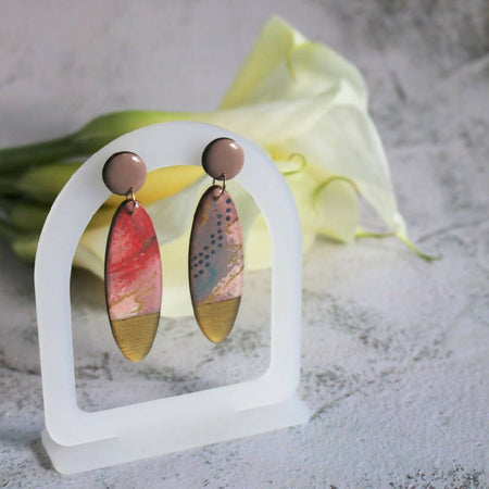 Sunset Sands Collection | Statement Resin Dangles Earrings| Red Blue Shimmer