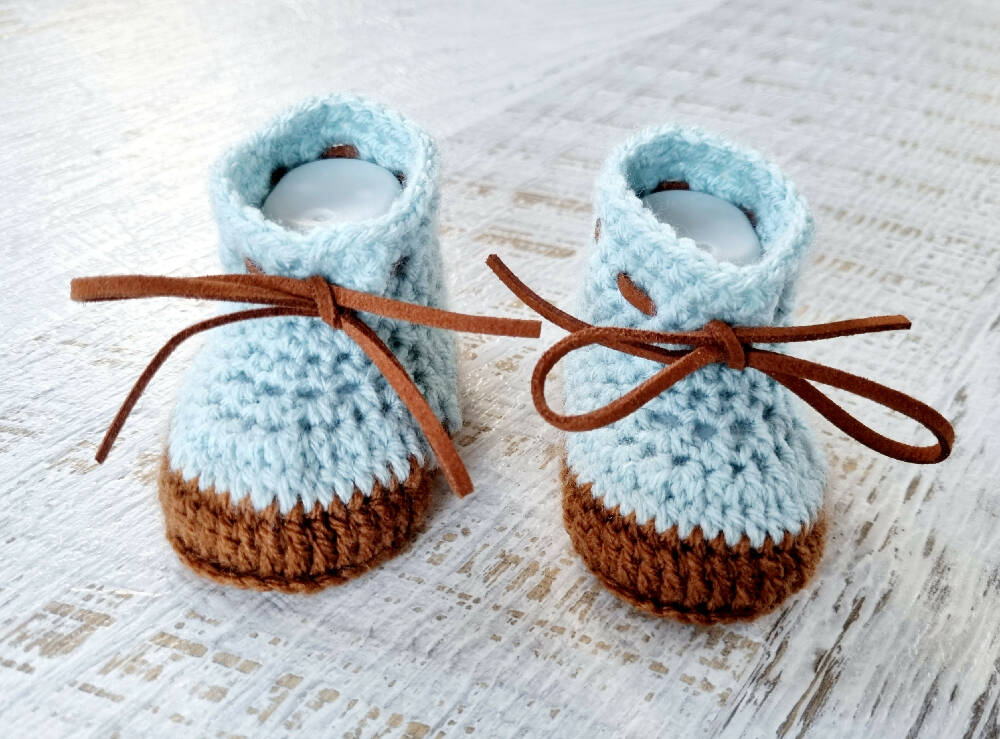 Baby Booties Duck Egg Blue Newborn Crochet Knit Shoes Socks