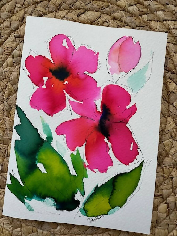 Greeting Cards Hand Painted Flowers and Butterflies