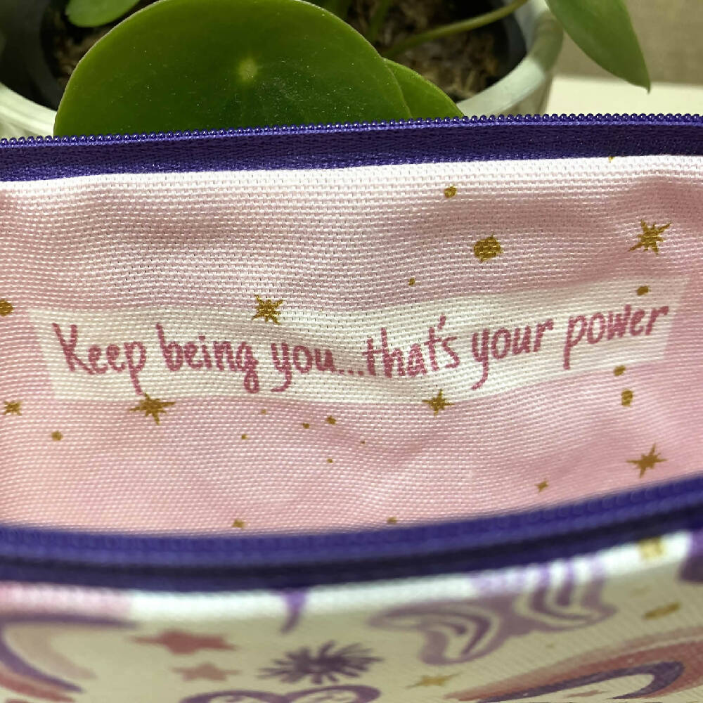 Zipper Purse - Rainbows and flowers with a Secret Message inside #37