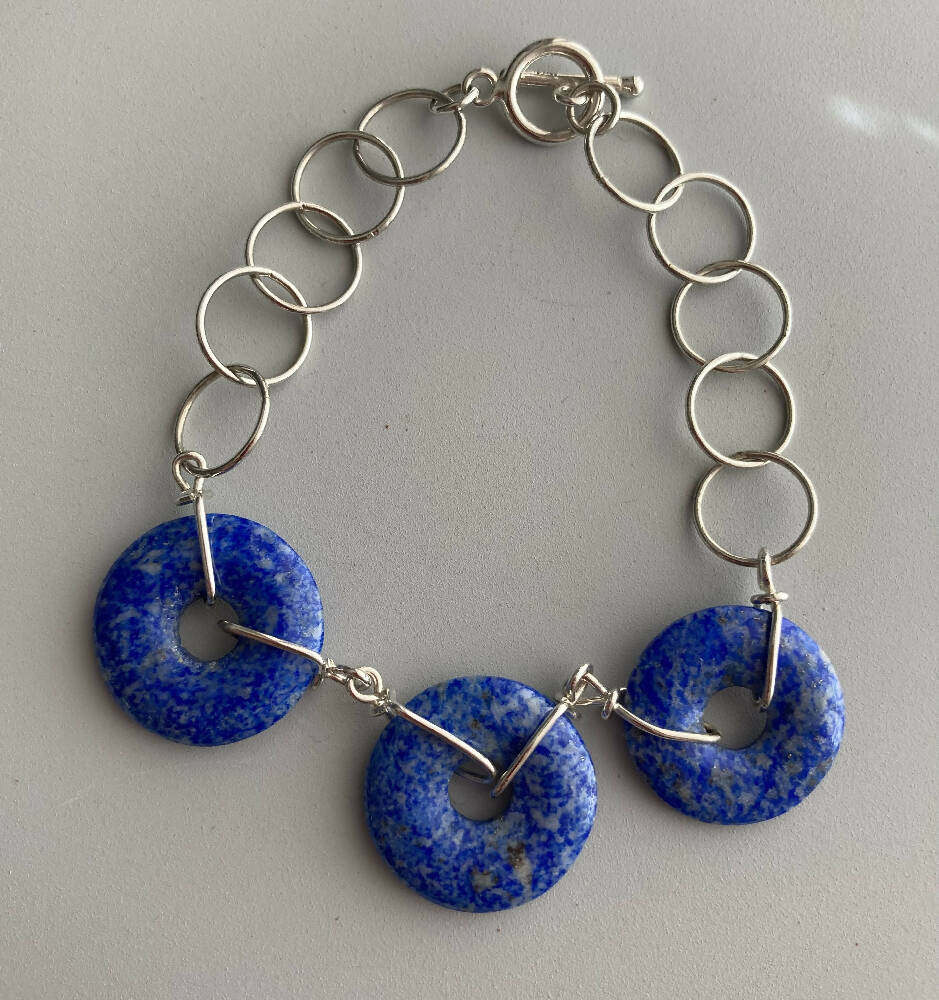 Lapis lazuli and sterling silver bracelet