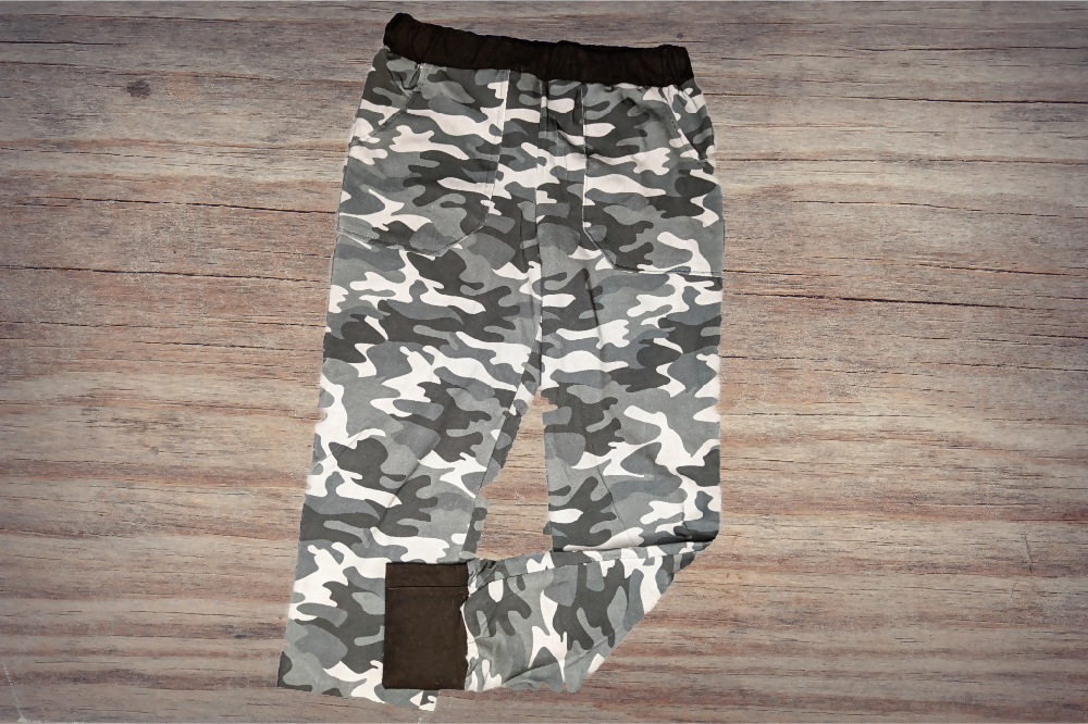 Boys Track Pants, Grey Camouflage, Sizes 8, 10