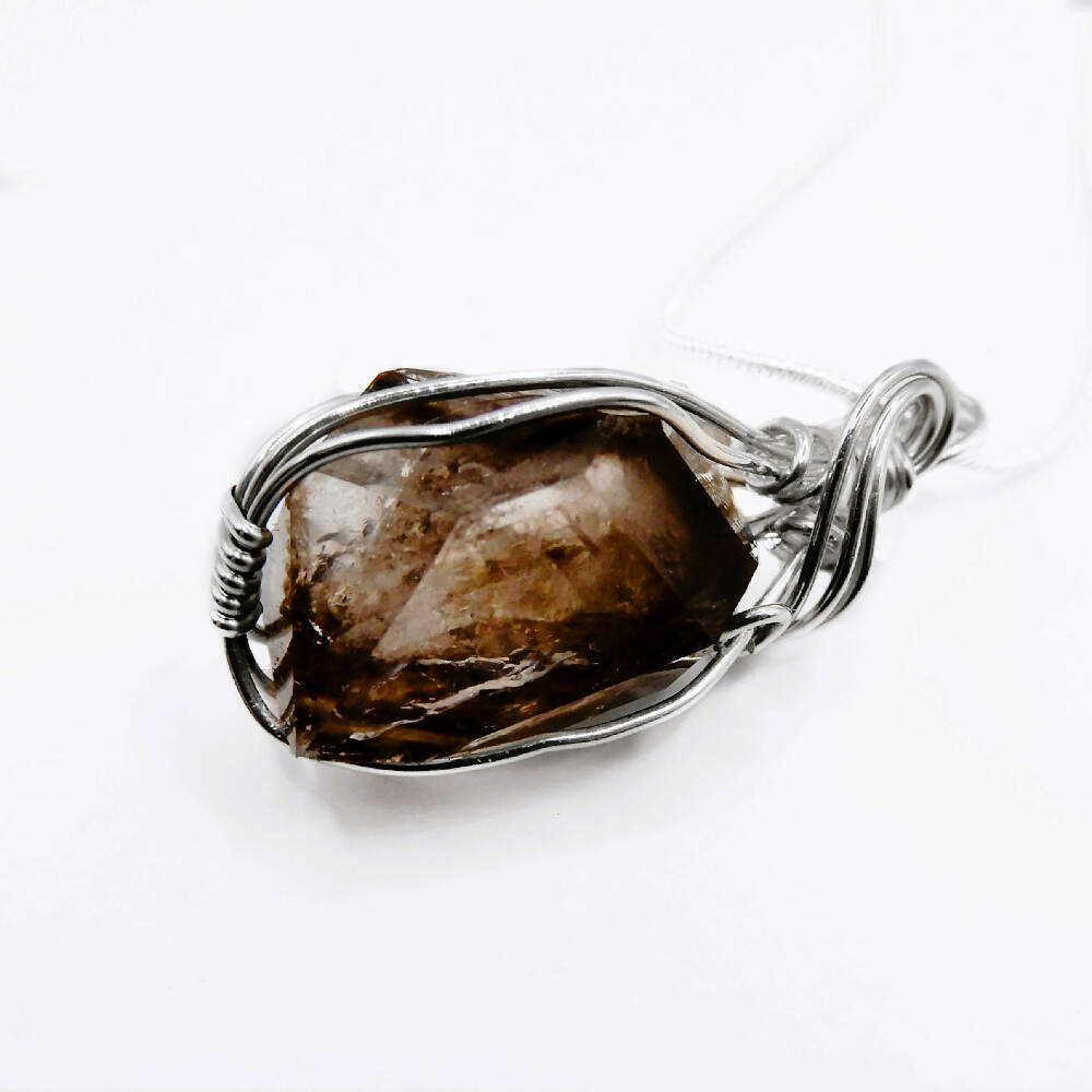 Mooralla Smoky Quartz Sterling wire wrapped crystal pendant