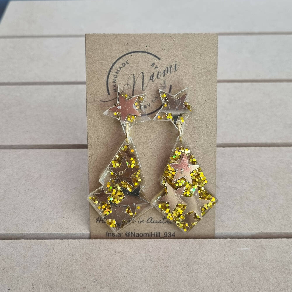 Christmas sparkle dangle resin earrings