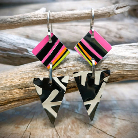 Rockstar Dangle Earrings - upcycled drink cans