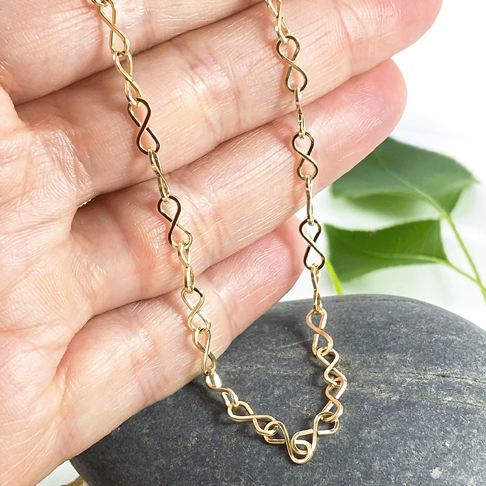 14K Gold Filled Necklace Square Infinity Chain Handcrafted