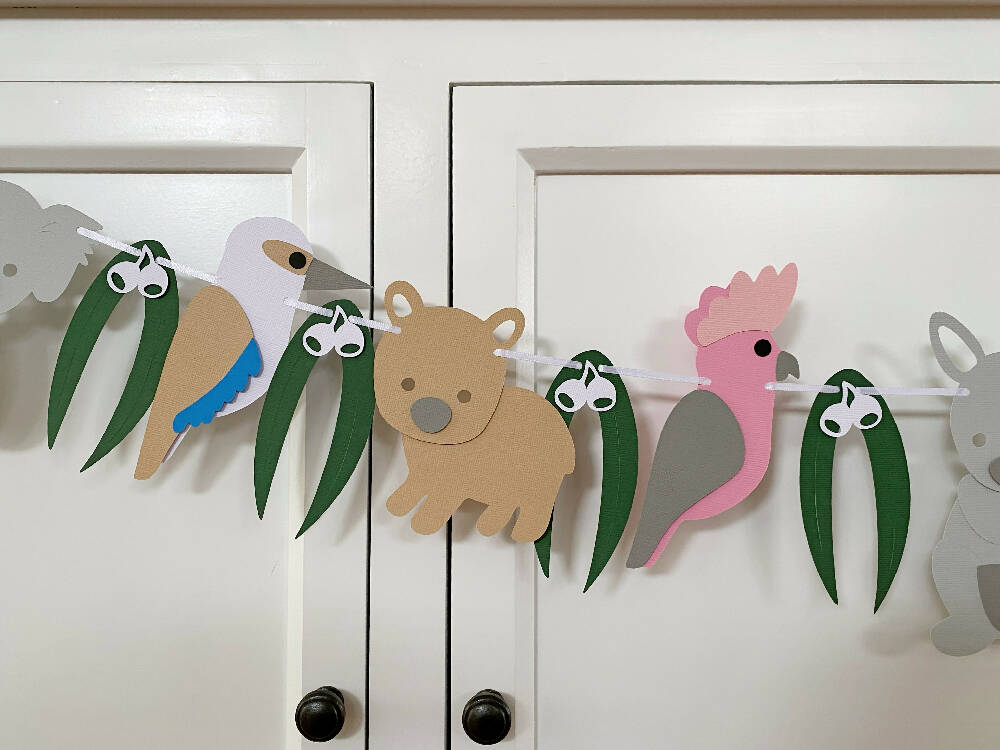 Australian Birds and Animal Garland. Gum leaf, Baby shower, birthday.