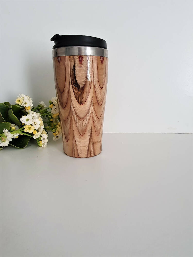 Handmade Large Wooden Travel Mug - Eco Friendly Insulated Coffee Tumbler