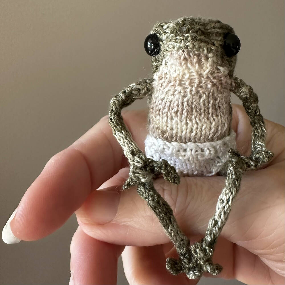 Baby Little Frog, Knitted Frog in Puff Dress