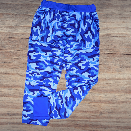 Boys Track Pants, Blue Camouflage, Sizes 5-7