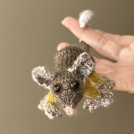 Articulated Little Knitted Ringtail Possum, Handmade