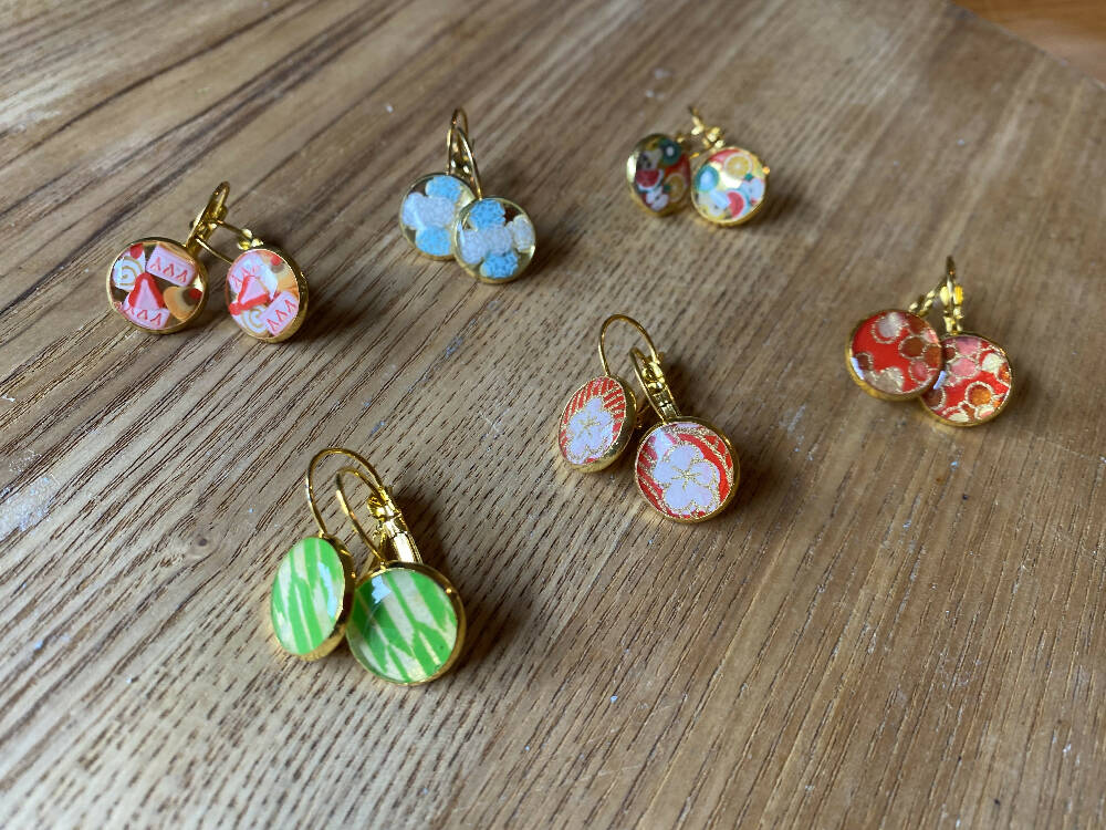 Japanese washi paper Resin earrings