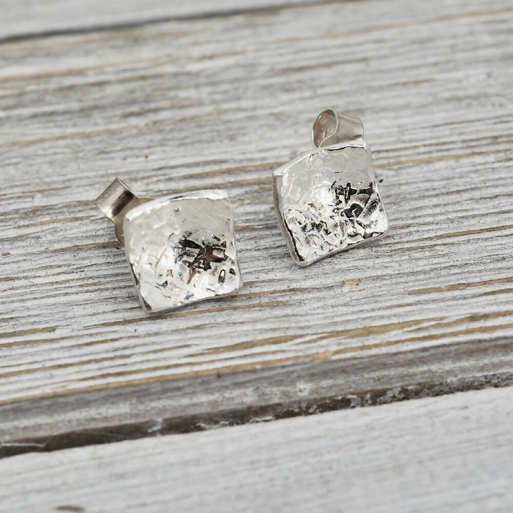 Little silver studs | Square earrings | Sterling silver earrings