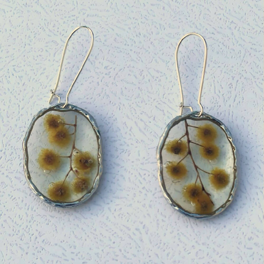 Australian native golden wattle dangle earrings