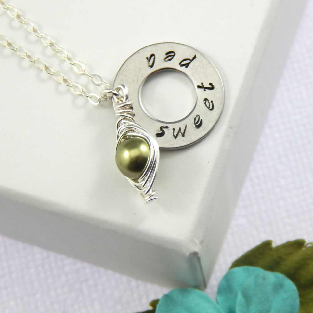 Personalized 1 Pea in a Pod Washer Necklace