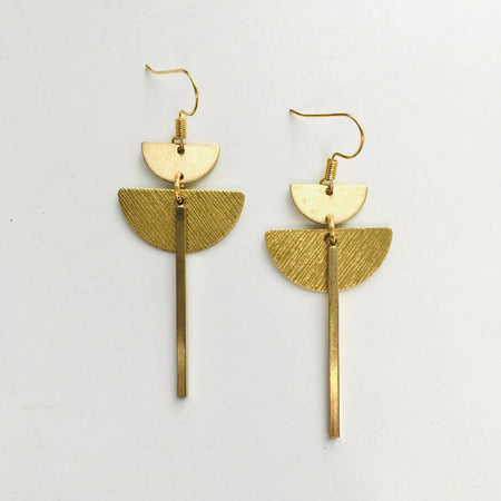 Half Moon Dangly Gold Geometric Earrings