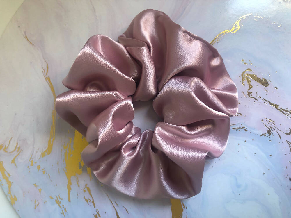 Satin Scrunchie in Dusty Pink XL, Luxe Oversized Silky Scrunchie