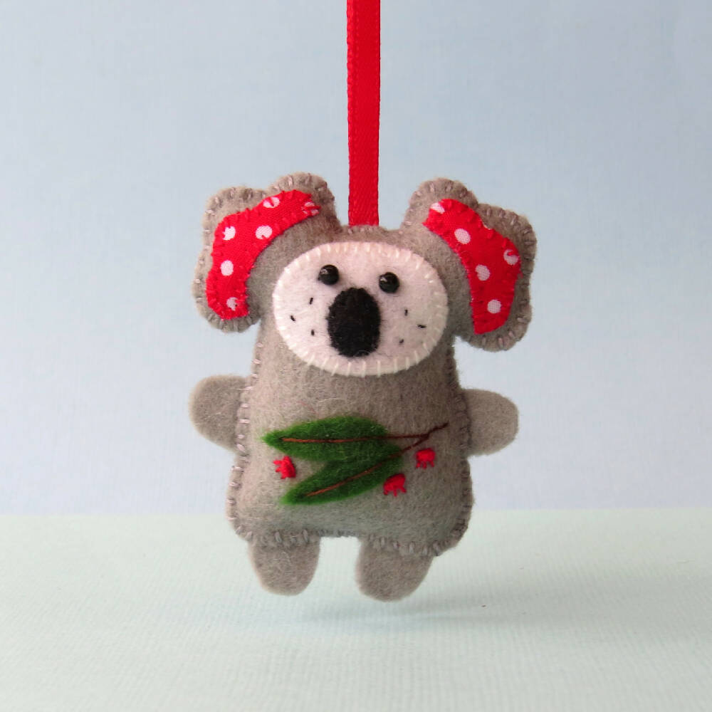 Christmas Ornament - Wool Felt Koala - Australian Animal