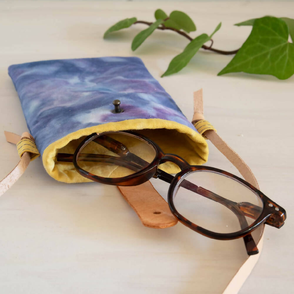 Ice Dyed Phone Carrier/Glasses Case, Blue