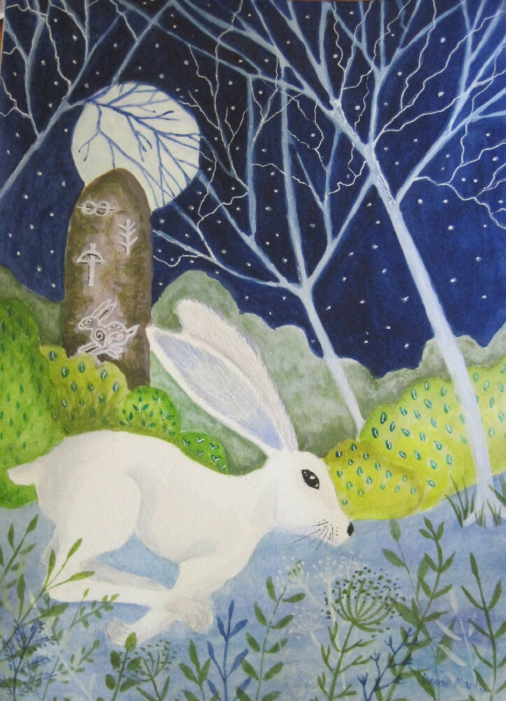 Celtic Hare- original mixed media painting
