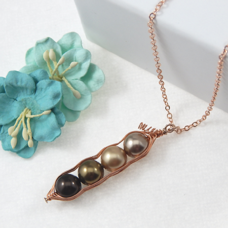 Four Peas In A Pod Shades Of Brown Necklace