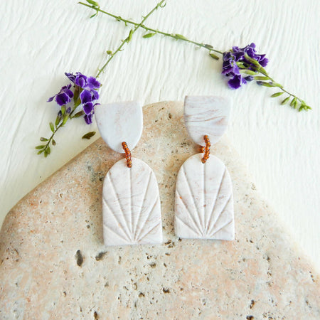 White Polymer Clay Earrings 