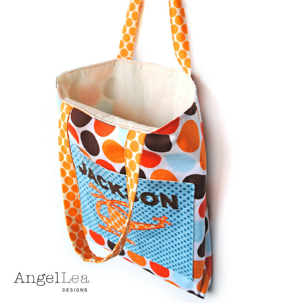Library Tote Bag PDF Sewing Pattern, School, Kindy, Personalised Bag