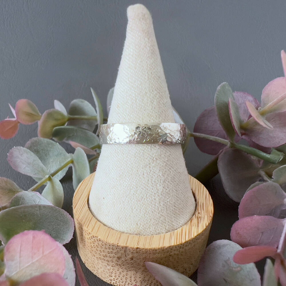 Sparkle Hammered Sterling Silver Ring