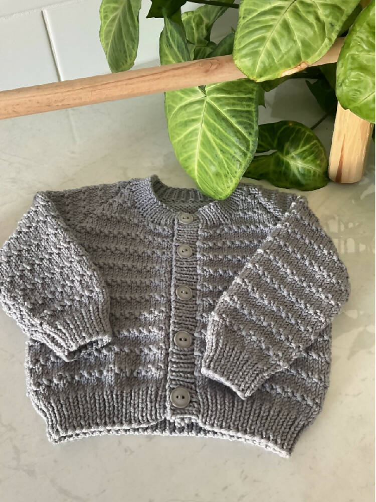 Baby Cardigan in Grey, Size 6 months