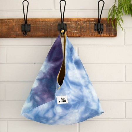 Ice Dyed Japanese style Bento Bag/Origami Bag, Blue